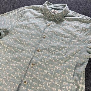 Marine Layer Shirt Men's M / L Marge Button Up Stretch Selvage Green Palm Tree